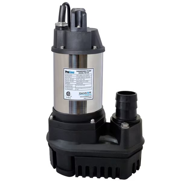 HFS 1/4 HP 3270 GPH Submersible Pump. Continuous Duty, Solids Handling., Danner, Mfr#: 90103